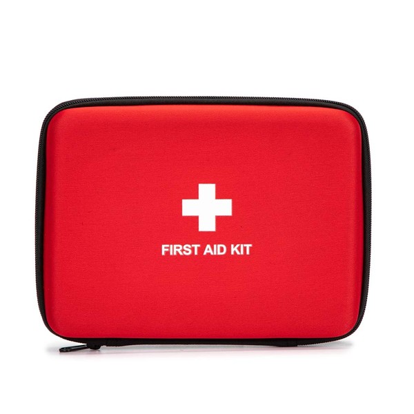Jipemtra First Aid Hard Case Empty, First Aid Hard Shell Case First Aid EVA Hard Red Medical Bag for Home Health First Emergency Responder Camping Outdoors (Red Square)