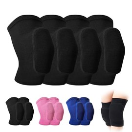 2 Par Rodilleras Voleibol,Deportivas, de Esponja Gruesa,Transpirables para Prevención de Colisiones para Deportes al Aire Libre, Correr, Gimnasio, Baloncesto (Negro-Negro, Chico)