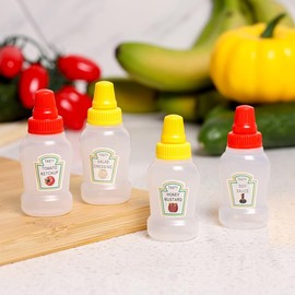 Mookblank 8 Pieces Mini Ketchup Bottles,0.84 ounces Empty Plastic Salad Honey Mustard Dressing Container Portable Condiment Squeeze Bottles Bento Box Accessories With Sturdy Screw Cap