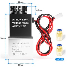 TAILONZ PNEUMATIC 2v025-08 1/4 PT AC 110V Road Normally Closed Electromagnetic Air Valve