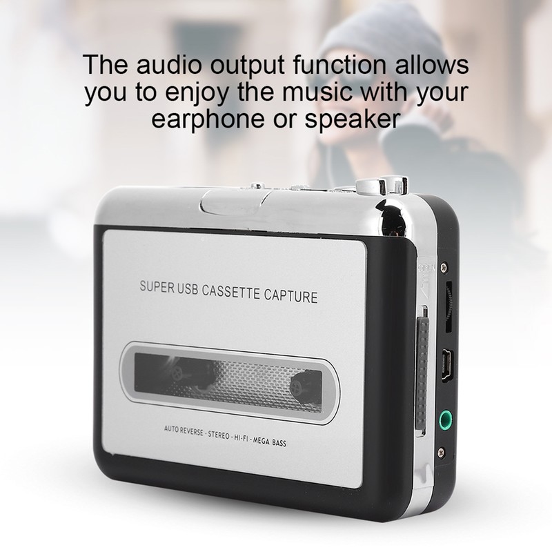 Portable Stereo Cassette Player Tape to MP3 Audio Converter Adapter
