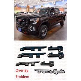 overlay 3PCS Gloss Black AT4 Emblem Sierra Fit 2019-2022 GMC Sierra 1500 Overlay Emblem