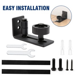 Saihisday Barn Door Floor Guide with 8 Variations, Heavy-Duty Carbon Steel Sliding Barn Door Floor Guide with Mute Pad and Mounting Bracket