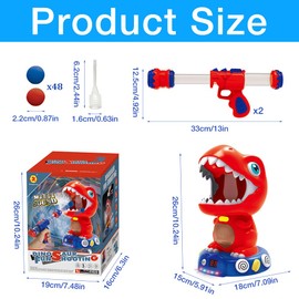 HIULLEN Movable Dinosaur Shooting Toy, Dinosaur Shooting Toy for Kids with Spraying 2 Pump Guns 48 Foam Balls LED Score Record, Electronic Target Practice Toy, Boys Girls Christmas Birthday Gift