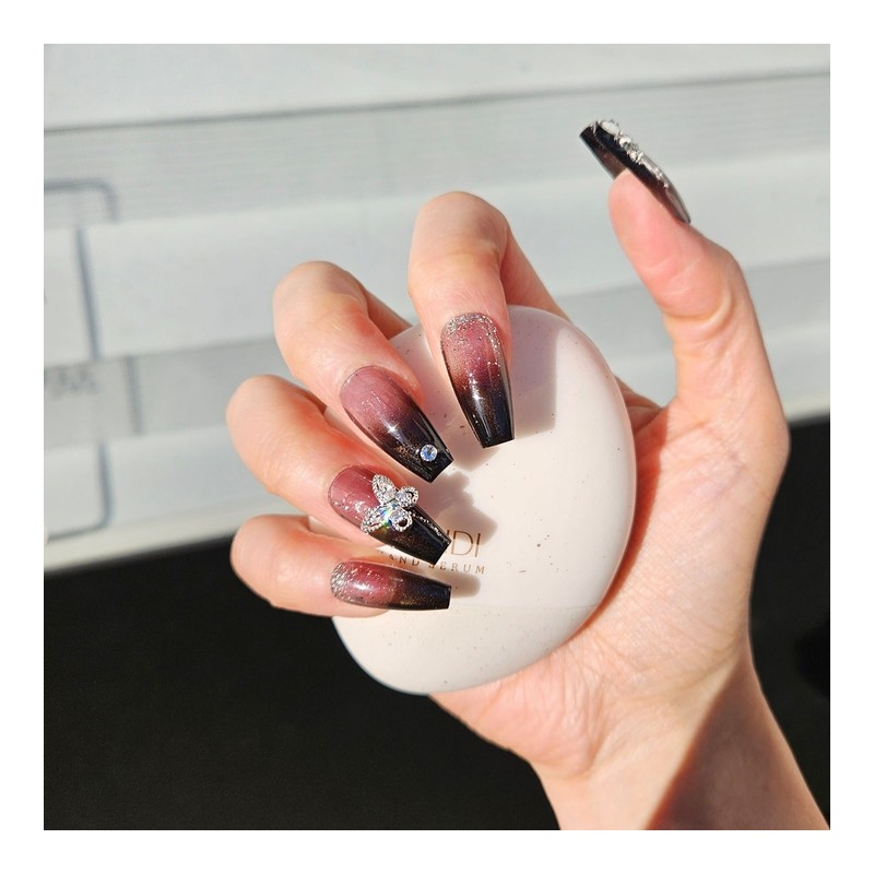 Black see-through handmade nail tips - Oval / 블랙 시스루