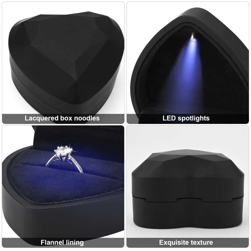 Hileyu Ring Box With Led Light Jewellery Gift Box Engagement