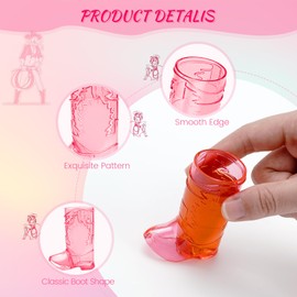 SAIAOKJ - Vasos de chupito para botas de vaquero, 12 piezas de 1 onzas, mini vasos de plástico reutilizables para botas de vaquero, vaquera, temática occidental, suministros de fiesta de despedida de