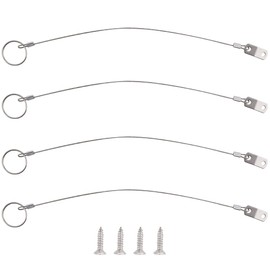 4 Pcs Full 316 Stainless Steel Lanyard Cable w' Drop Cam & Quick Release Ring Prevents Loss, Plastic Coating Tether Length 12", Free Installation Screws