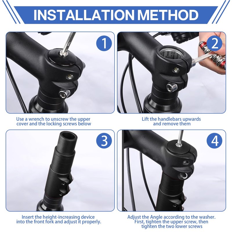 Bike Stem Riser Handlebar Extender 120mm,Aluminium Alloy Bicycle Fork Stem