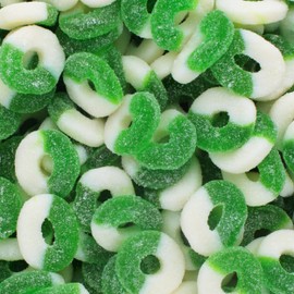 Green Apple Gummy Rings Candy - Fresh, Soft, and Chewy Sugar Dusted Gourmet Green Apple Rings Gummy Candy, by Queen City Candy Cave (2 Pound)