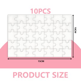 Pack of 10 Blank Puzzles for Painting, 35 Pieces DIY Mini Wooden Puzzle White 10 x 15 cm, Suitable for Children's Colouring Patterns and Birthday Party DIY Crafts