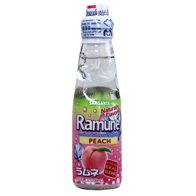 Sangaria Ramune, 6.76 Fluid Ounce (Peach, 6 Bottles)