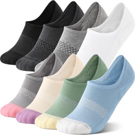 CS CELERSPORT 8 Pairs No Show Socks Womens and Mens Athletic Cushioned Ankle Low Cut Invisible Non Slip Socks Multicolor,Small