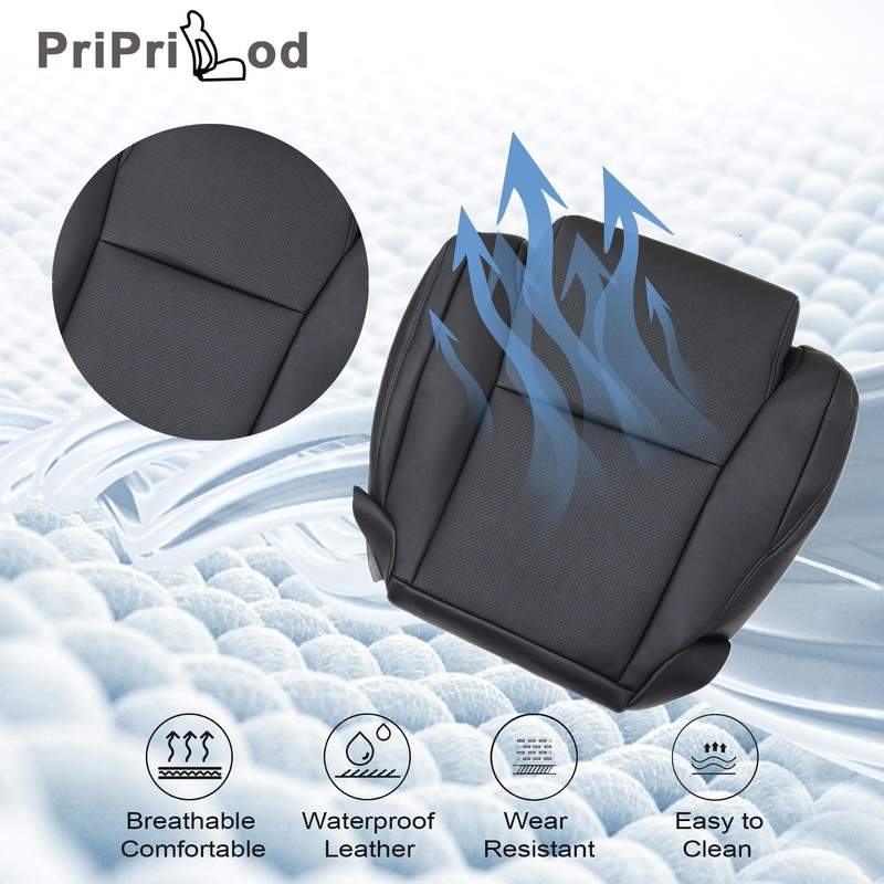 Pripirlod Front Driver Bottom Replacement Leather Seat Cover Black Fit