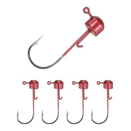 TIXIPEM 1/10 oz Ned Rig Jig Heads [5PCS] - Mushroom Head Shroom Jigs Use for Bass Fishing&Finesse Fishing - [Red-1.3IN] Jig Heads