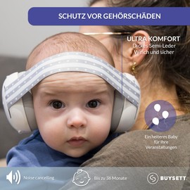 BUYSETT I Adjustable Baby Hearing Protection - Comfortable Children's Earmuffs for Babies - Noise Protection Headphones - Capsule Ear Protectors for Newborns - Noise Cancelling - Ideal for Everyday