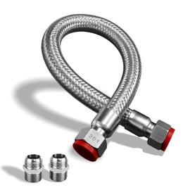 Industrial Grade 1/2" NPT Male Compressor Jumper Hose 20" Length, Stainless Steel Air Compressor Hose, Corrugated Core, Braided Sleeve, 450 PSI, 750°F, Dual Swivel Fittings