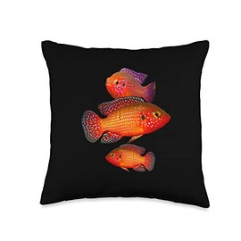 Aquarium Cichlids Tees Jewel Aquarium Fish African Cichlids Breeders Throw Pillow, 16x16, Multicolor
