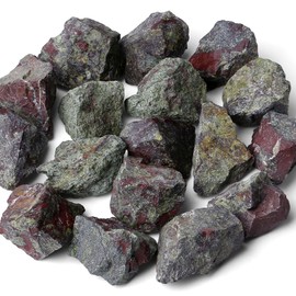 MAIBAOTA Dragon Bloodstone Crystal Stones 1" Natural Raw Crystals Bulk Rough Gemstones Rocks for Tumbling Polishing Cutting Decorative Stone