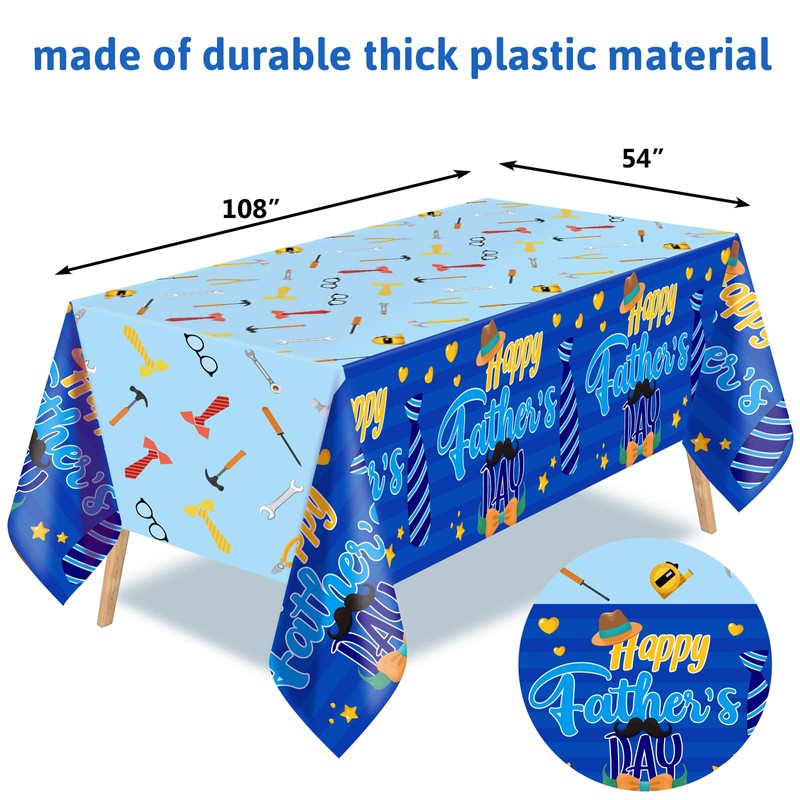 Fathers Day Tablecloth 3 Pack Plastic Happy Father’s Day Decorations