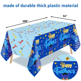 Fathers Day Tablecloth 3 Pack Plastic Happy Father’s Day Decorations Table Cloth for Dad Men Home Family Party Dinner Decoration Supplies