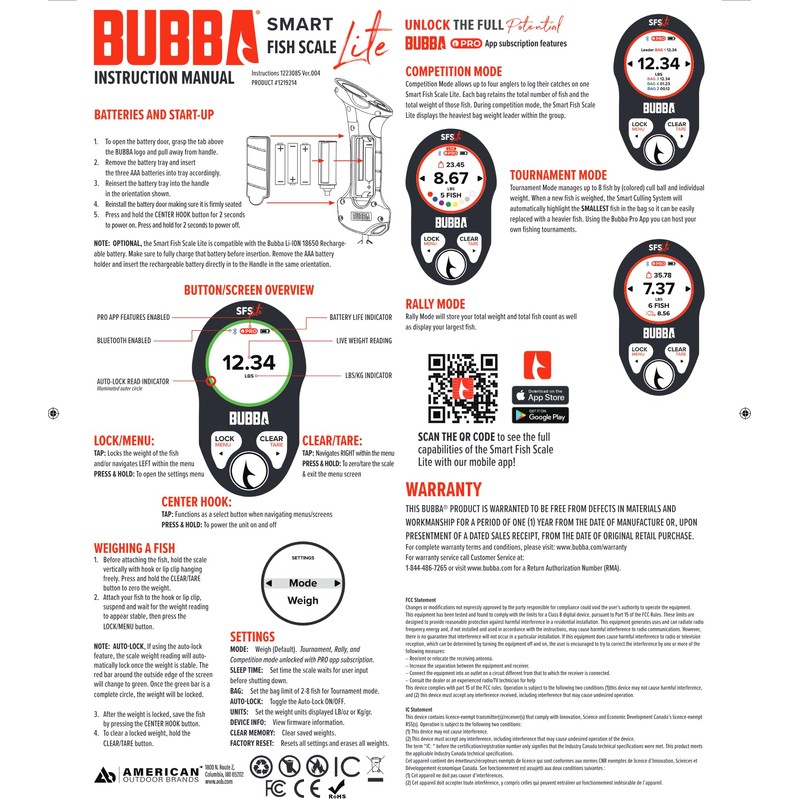 Bubba Smart Fish Scale LITE, Tournament Fishing Tool with Bluetooth