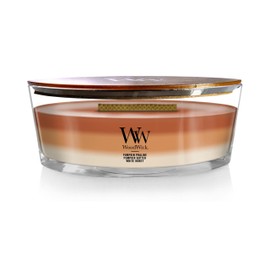 WoodWick Pumpkin Gourmand Trilogy Holiday Candle Gifts for Women and Men, 16 oz Ellipse Trilogy Candle with Crackling Wick