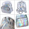 APOSITV Women's Backpack, Metallic, Small, Silver, Pink, Glitter, Lightweight, Hologram