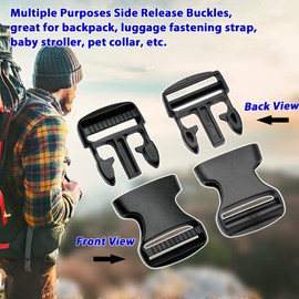 2 Set 38mm/1.5inch Rucksack Clips Buckles Clips Tri-Glide Slides Flat Side Release Buckles - Heavy Duty Replacement Buckles Clip for Backpack Repairing Luggage Fastening Strap Pet Collar Making