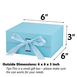 OEMVALATY Light Blue Gift Box,6x6x3 Inches Gift Boxes with Lids for Presents with Magnetic Closure and Ribbon for Wedding,Storage,Birthday