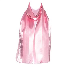 Hat To Socks Plain Elegant Chiffon Satin Scarf (Pink)