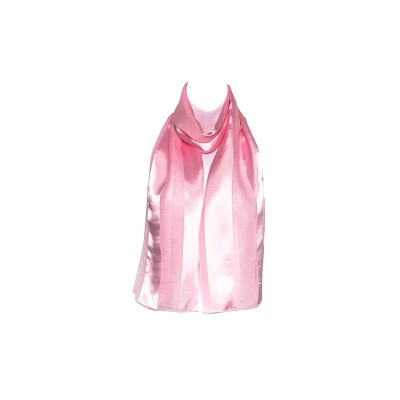 Hat To Socks Plain Elegant Chiffon Satin Scarf (Pink)