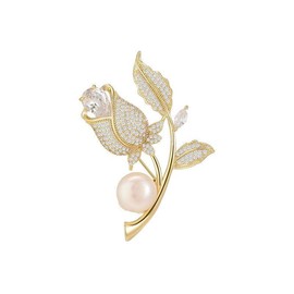 EMEGCY Broche de flores para mujer, broche de tulipán rosa, chapado en oro, regalo para esposa, niñas, mejor amiga, Cobre, Base