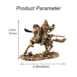 Vlareesu Guan Gong Horse Riding Ornament Vivid Guan Gong Bronze Statue Retro God of Wealth Antique Small Bronze for Office Home Desk