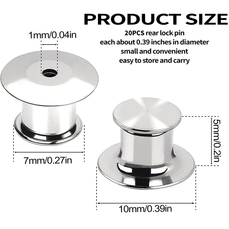 20PCSLocking Pin, Backs LockingPin,Keepers Clasp,Flat Head clamp,Needle Back Lock,Suitable for