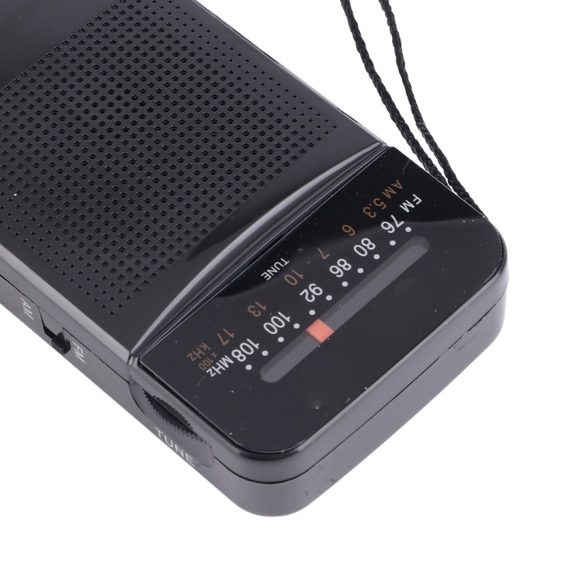 Portable AM FM Radio Black Color Headset Pluggable Built in