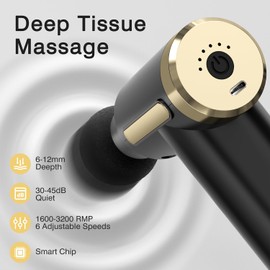 cotsoco Mini Handheld Massage Gun, Deep Tissue with 6 Speeds, Cordless Muscle Massager with 4 Heads,Type-C Charging, Travel Size, Best Gifts