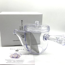 Unbreakable Transparent Teapot, Large Capacity, 18.3 fl oz (520 ml), Clear (Noguchi Kumataro Tea Garden Limited Logo) with Leaflet for Brewing Tea, Made in Japan, Plastic, Dishwasher Safe, Bleach Safe