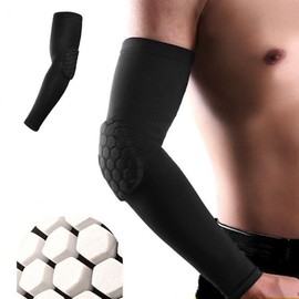 Cushioned Sports Arm & Elbow Protector (1PC) for Fitness and Hiking Black/XL