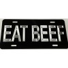 BLVD Silver Engraved Eat Beef Black Car Tag Diamond Etched