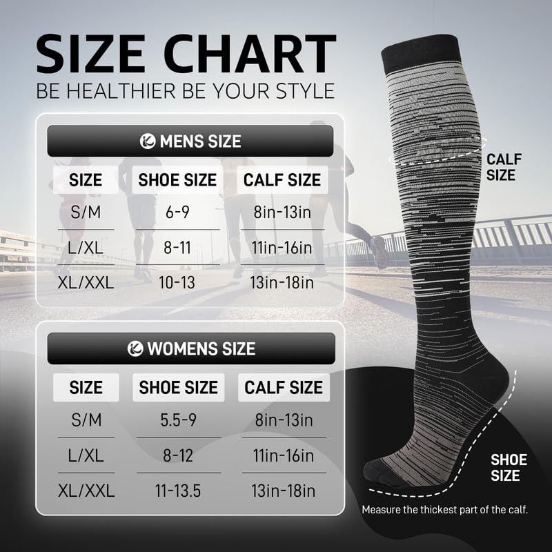 Kickticks 4 Pairs Compression Socks for Woman & Man Unisex