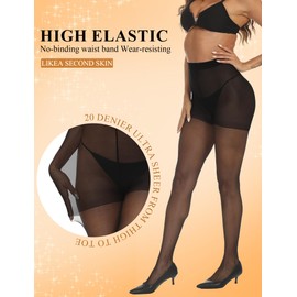 Buauty 40D Sheer Tights for Women - Black Sheer Pantyhose, Comfortable Stockings for Dresses, Office & Casual Outfits