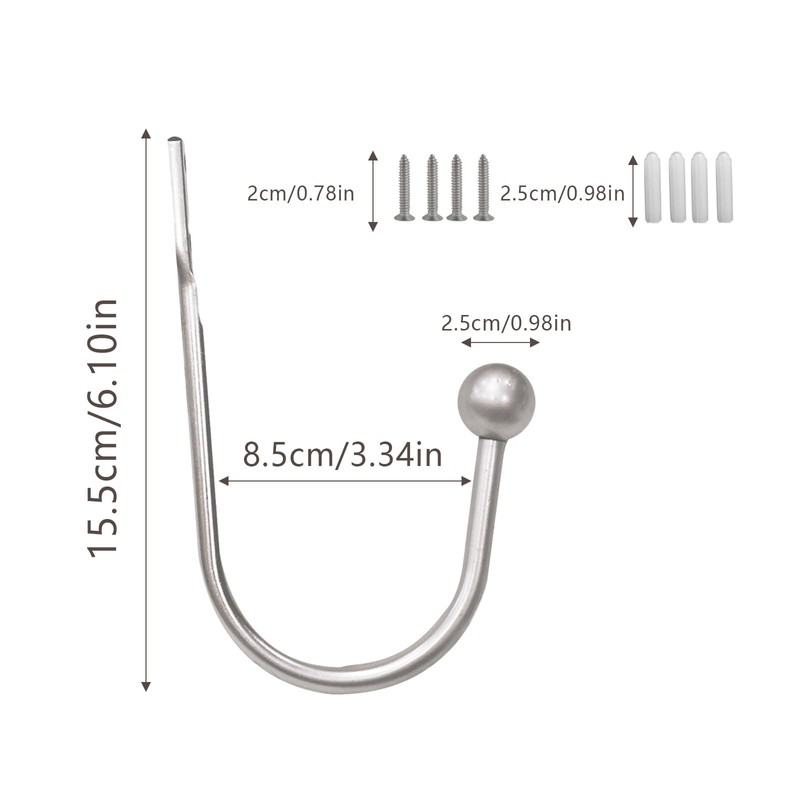DALAETUS 12 Pcs Silver Curtain Holdbacks, U-Shaped Curtain Tie Back,