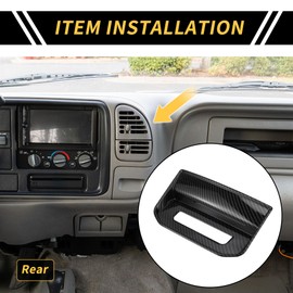 REPAIROCK 1 Pc Rear Air Vent Armrest Box AC Outlet Panel Cover Trim Armrest Air Vent Cover Trim for Toyota Tundra 2022-2024 Carbon Fiber Pattern ABS Black