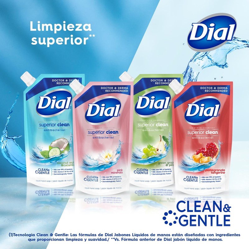 DIAL Repuesto de jabón líquido para manos, Uva & Pera,