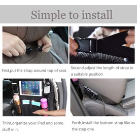 Backseat Car Organizer, 2 Pack Kick Mats Back Seat Protector with Touch Screen 10" Tablet Holder, Car Back Seat Organizer for Kids, Car Travel Accessories, Kick Mat with 6 Storage Pockets, Black