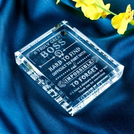 Movdyka Engraved Crystal Boss Going Away Gift for Women Men, Great Appreciation Gifts for Best Boss Lady Desk Decoration Paperweight Present for Boss Day Leaving Retirement Birthday Christmas