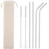 Set of 4 Reusable Metal Straws, 10.5'' Long Stainless Steel