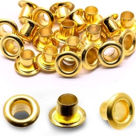 YiiSeeJo 200 Pcs 1/8 Inch (3mm) ID Grommets Eyelets, Metal Grommet Kit Hole Self Backing Eyelet for DIY Holster, Sheath Making, Clothes (Gold)