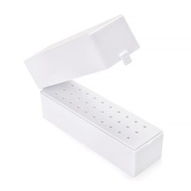 siyuwuro Nail Drill Bit Holder Box 30 Holes Dustproof Nail Drill Bit Display Stand Organizer Container Case Manicure Drill Bits Dustproof & Waterproof Holder Nail Art Storage Tool, White